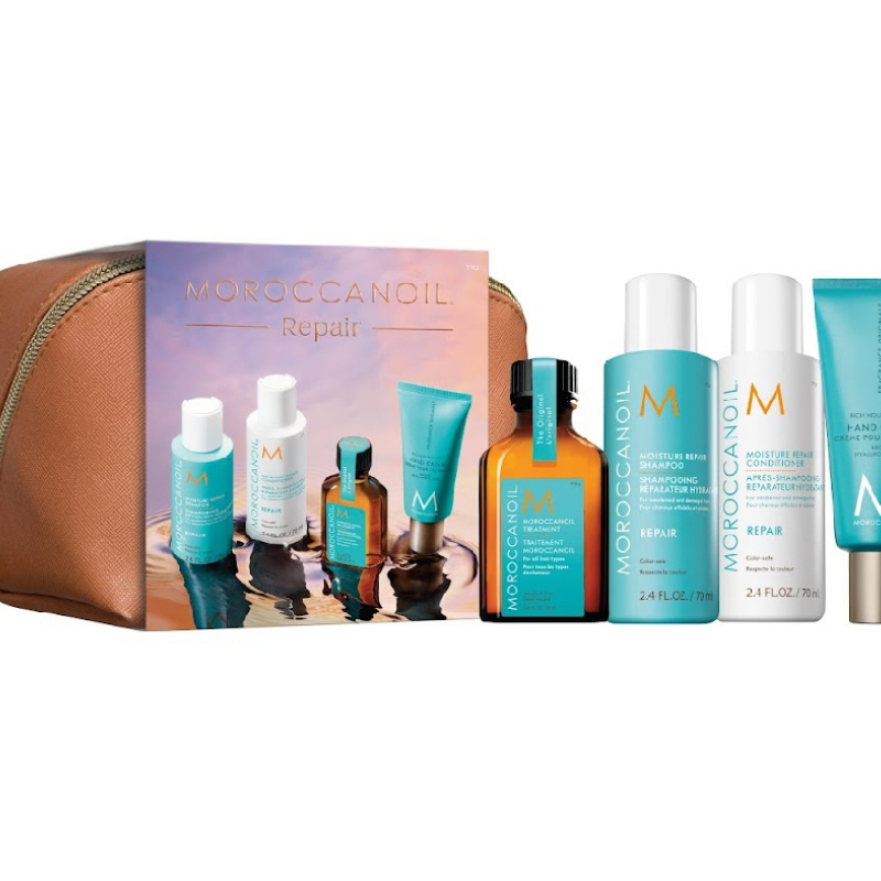 Moroccanoil Repair Σετ Ταξιδιού Μαλλιών για Ταλαιπωρημένα Μαλλιά με Σαμπουάν,Conditioner, Έλαιο και Κρέμα Χεριών